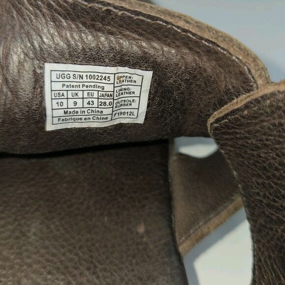 Ugg Mens Fisherman Sandals Open Toe Brown Suede Leather Size 10